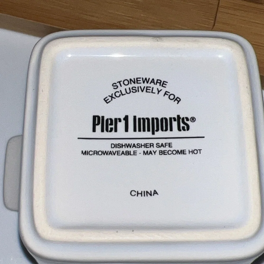 Pier‎ 1 Imports Chalkboard Serving Bowl Set Ceramic Bamboo Wood Tray 2693940